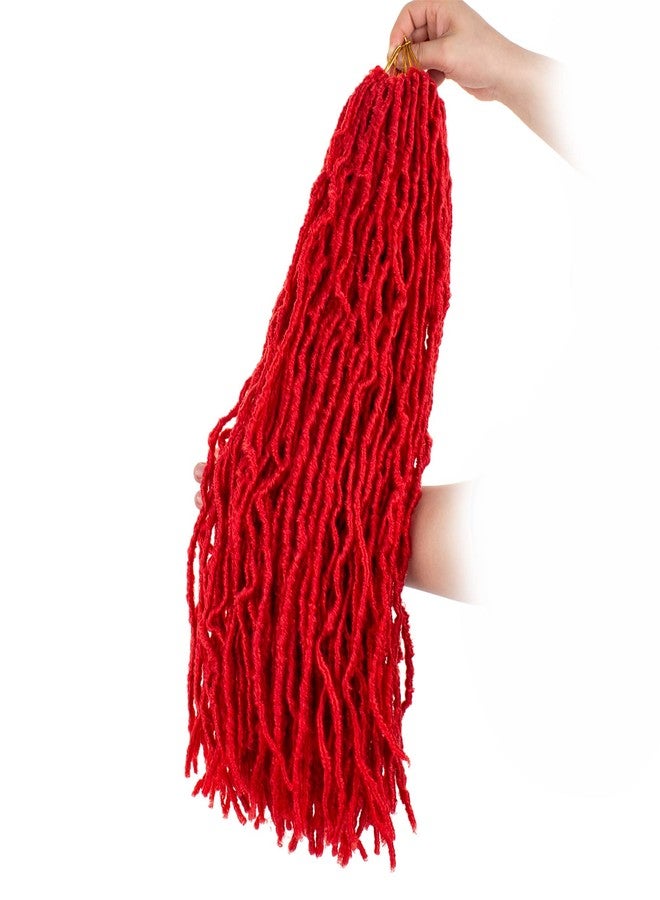 ZRQ 24 Inch New Faux Locs Crochet Hair 7 Packs Red Goddess Locs Crochet Hair Pre-Looped Soft Locs Braiding Hair Afro Roots Synthetic Hair Extensions (24 Inch, RED#) - Image 5